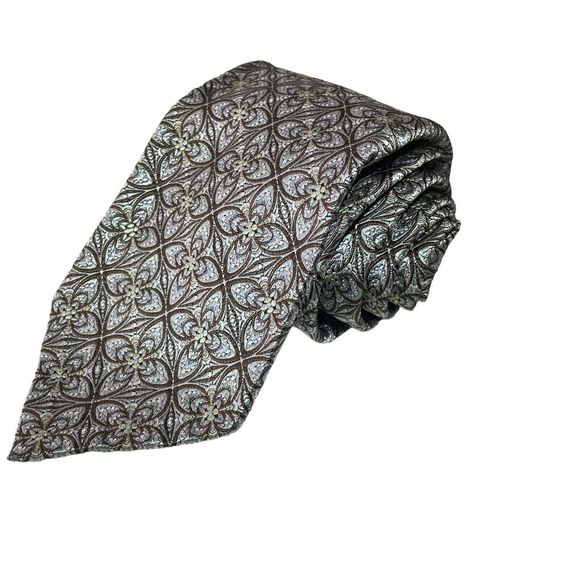 Robert TalbottSeven Fold Neck Tie Gray Brown #35/40 NWOT $245